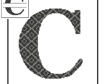 Monogram C Cross Stitch Pattern C Initial C Letter cross stitch Wedding Gift House Warming split letter cross Wedding Record Anniversary