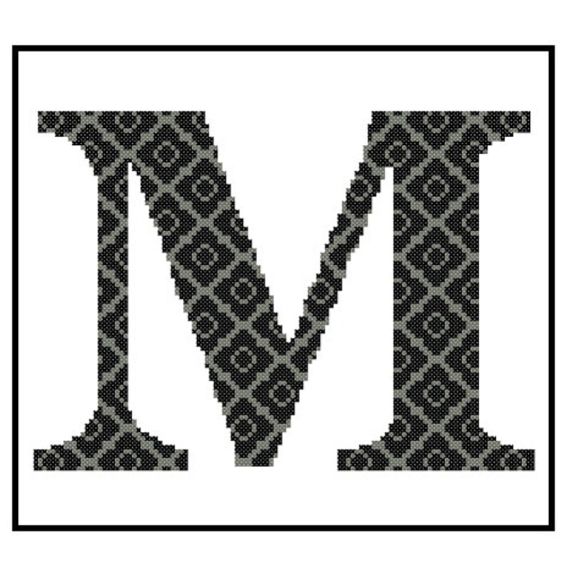 Monogram M Cross Stitch Pattern M Initial M Letter Cross Etsy