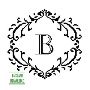 Peut inclure: Monogramme noir et blanc avec la lettre B dans un cadre décoratif. Le cadre est composé de motifs floraux stylisés.