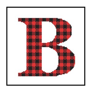 Buffalo Plaid Monogram B Cross Stitch Pattern B Initial B Letter cross stitch Wedding Gift split letter cross Wedding Record Anniversary image 4