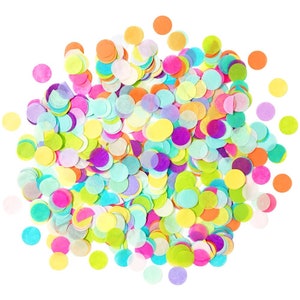 Tissue Papier Confetti - Rainbow Party Mix - Hot Pink Orange Yellow Mint Purple Circus - 1 "Cirkel - Handgemaakte Hand Cut - Kies .5 oz of 1 oz