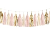 Blush Pink Gold DIY Tassel Garland Kit - Wedding Decor Bridal Shower Decor First Birthday Photoshoot Paper Tassle Decor Balloon Tails