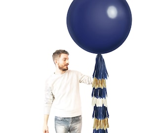 Grande palloncino della marina con coda di nappa d'oro (1 ° compleanno decorazioni frangia palloncini da sposa Blu navy decorazione per matrimoni Jumbo giant balloon B3)