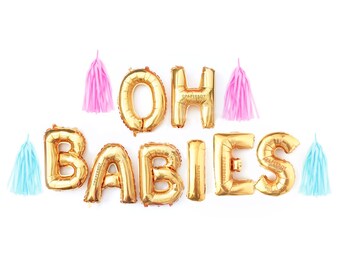 Twins Letter Balloons,Twins Balloons,Twins Baby Shower,Oh Babies Baby Shower,Twins Baby Shower Decor,Twins Silver Balloons,Oh Babies Decor