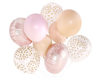 Blush und Roségold Ballons ( Ballonstrauß Bündel mit KonfettiBallons ) - Kupfer Herbst / Herbst / Frühling / Sommer Hochzeit Dekor Ideen