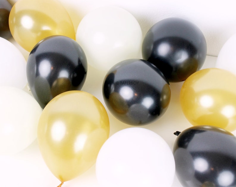 Black Tie Mix Mini Balloons Wedding Bridal Shower New Year/'s Eve Party Champagne Rose Ivory Golden Natural Modern B4 Small NYE