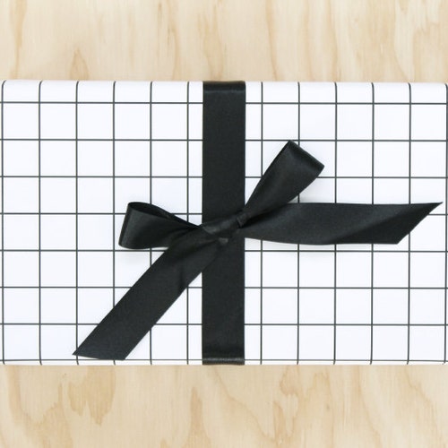 Black and White Grid Wrapping Paper / Graph Paper Gift Wrap / Etsy