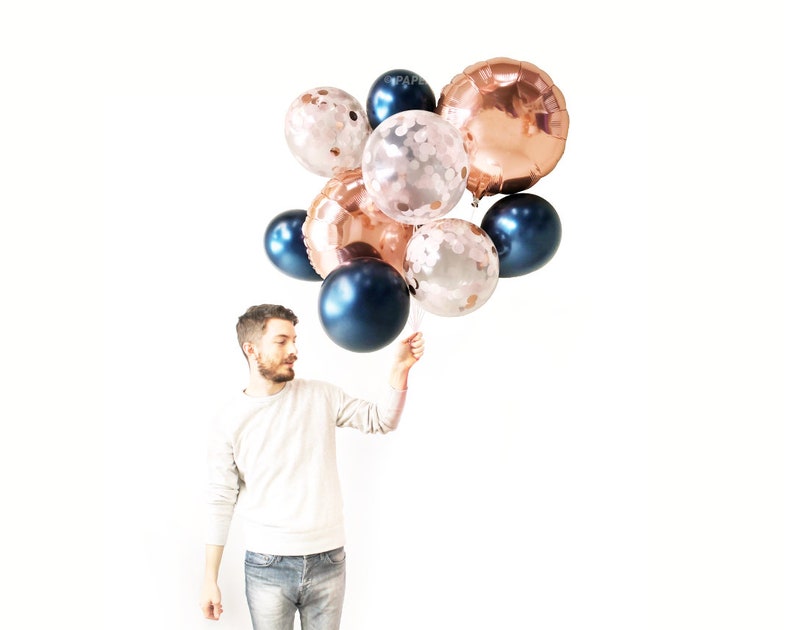 Navy Blush and Rose Gold Balloons Balloon Bouquet Bundle Etsy