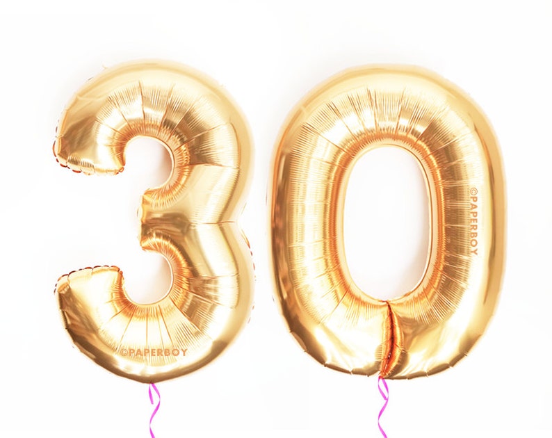 Giant 30 Balloons Copper Rose Gold Number Balloon 40 Mylar Foil Megaloon Alphabet Letter Number Large / Jumbo 3' foot Helium image 4