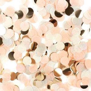 Tissue Paper Confetti Peach Metallic Rose Gold Ivory Blush Pink 1 Circle One Inch Handmade Hand Cut Choose .5 oz or 1 oz image 1