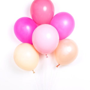 Balloons 11 Latex Balloon 5 Pack Pick a Color // Birthday Blush Pink Hot Pink Light Blue Neon Yellow Peach Coral Mint Rose Gold Gray image 3