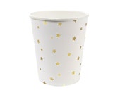 Toot Sweet Gold Star Pattern Paper Cups by Meri Meri New Years Eve Theme Chic Modern Christmas Party Supplies