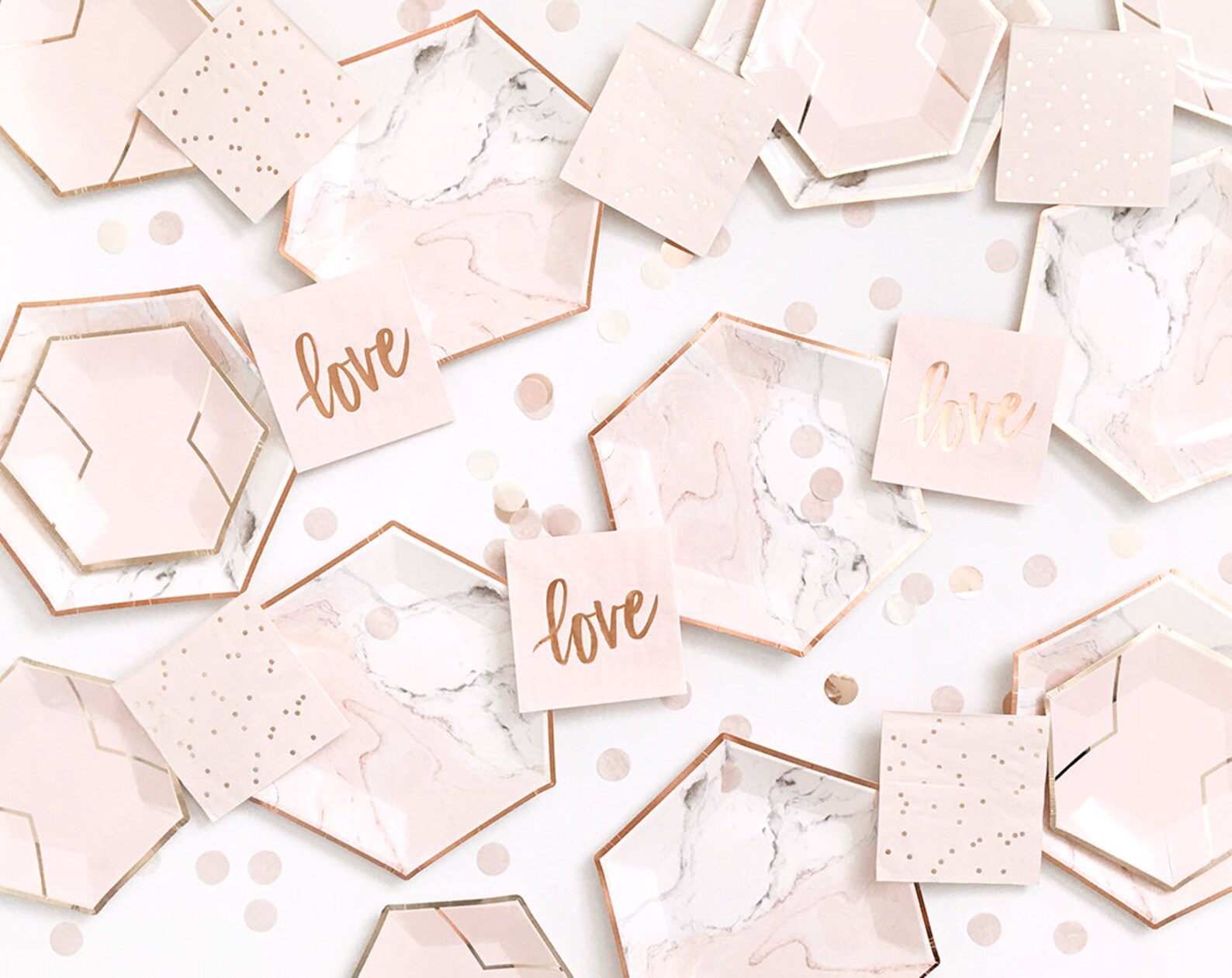 Foil Rose Gold Paper Plates - 9 Inch Disposable Dinner Plates, 8 Count