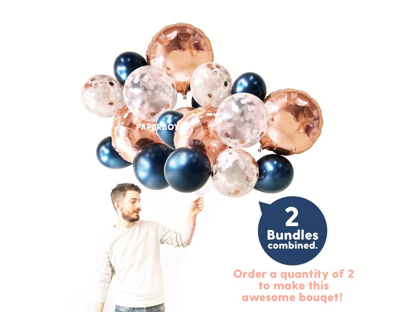 Navy Blush and Rose Gold Balloons Balloon Bouquet Bundle Etsy