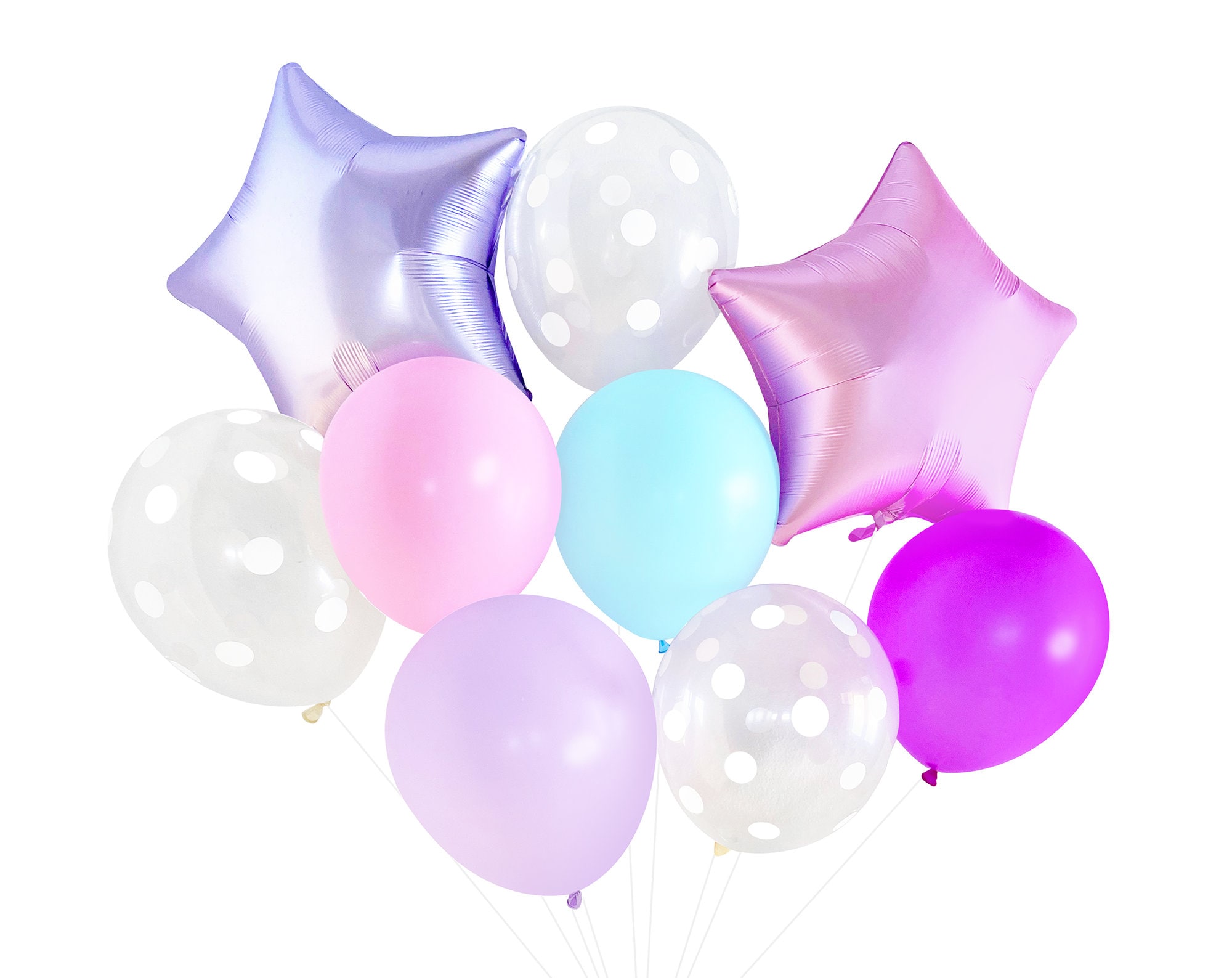 Large Balloon & Tassel Tail Neon Rainbow 36 Inch Round Purple Lilac Pink  White and Ivory Balloons Unicorn Party Ideas 