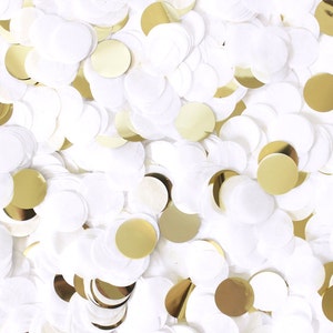 Wedding Confetti Swan White & Gold Metallic Golden White 1 Circle Handmade Tissue Paper Choose .5 oz or 1 oz Flower Girl Toss image 1