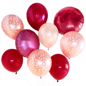 Burgundy Rose Gold and Blush Pink Balloons ( Balloon Bouquet Bundle ) - Fall / Autumn Wedding Decor