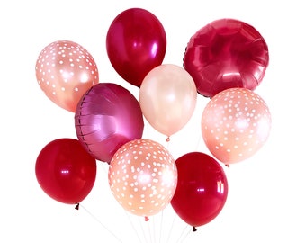Weinrote Rosegold und blush rosa Luftballons ( Ballon bouquet Bundle ) - Herbst / Herbst Hochzeitsdekor