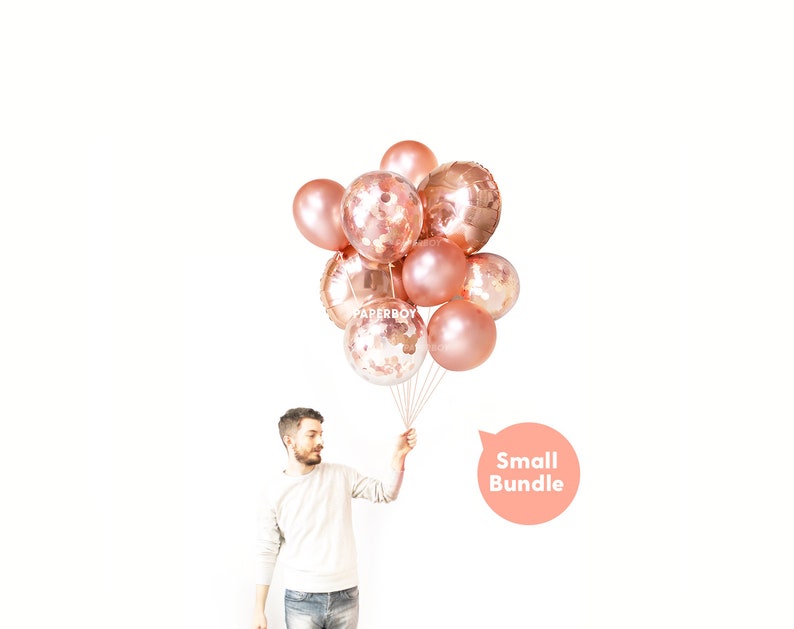 Rose Gold Balloon Bouquet Large Balloon Bundle with Confetti Balloons Copper Fall Autumn Wedding Decor Ideas Bachelorette Decor