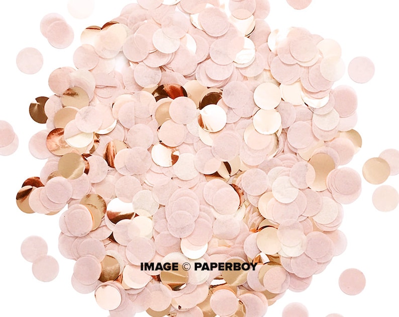 Blush Rose Gold Confetti Tissue Paper Pink Ivory 1 Circle One Inch Handmade Hand Cut Choose .5 oz or 1 oz image 1