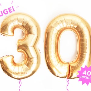 Giant 30 Balloons Copper Rose Gold Number Balloon 40 Mylar Foil Megaloon Alphabet Letter Number Large / Jumbo 3' foot Helium image 1