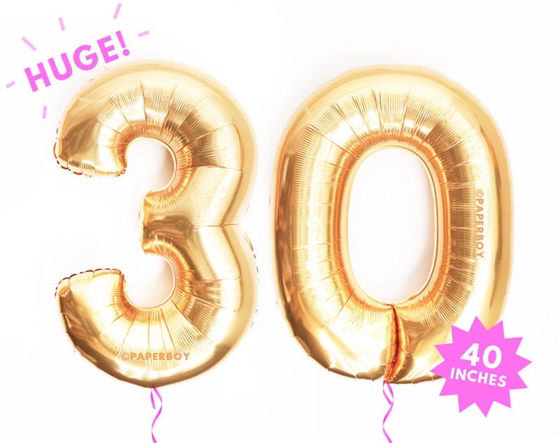 Giant 30 Balloons Copper Rose Gold Number Balloon 40 Mylar Foil Megaloon Alphabet Letter Number Large / Jumbo 3' foot Helium image 1