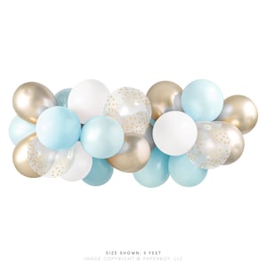 Balloon Garland Kit - Light Baby Blue & Gold — ( Balloon Arch / Balloon Decor / Baby Boy Shower / Baby Shower )
