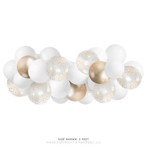 White & Gold Balloon Garland DIY Kit — ( Balloon Arch / Balloon Decor / Wedding / Bridal Shower / New Years Eve ) — 5, 10, or 20+ feet
