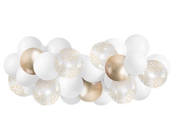 White & Gold Balloon Garland DIY Kit — ( Balloon Arch / Balloon Decor / Wedding / Bridal Shower / New Years Eve ) — 5, 10, or 20+ feet