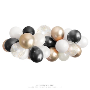 Black White & Gold Balloon Garland DIY Kit — ( Balloon Arch / Balloon Decor / Wedding / Bridal Shower / New Years Eve ) — 5, 10, or 20+ feet