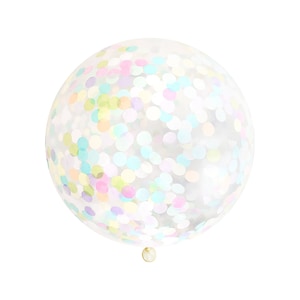 Confetti Balloon - Pastel Rainbow - 36 inch - Large & Small - Blush Pink Peach Mint Blue 1" Circle Filled - Tissue Paper