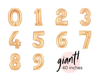 Giant Number Balloons - Gold - 40" - Pick Your Number and Color ( Options: 1 2 3 4 5 6 7 8 9 0 )