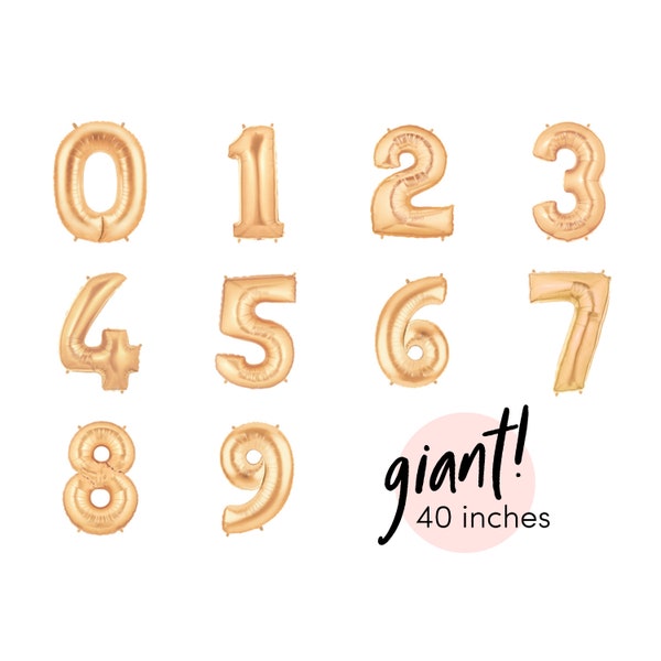 Giant Number Balloons - Gold - 40" - Pick Your Number and Color ( Options: 1 2 3 4 5 6 7 8 9 0 )