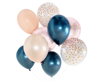 Navy Blush und Roségold Ballons ( Ballon Bouquet Bundle ) - Herbst / Herbst Hochzeit Dekor