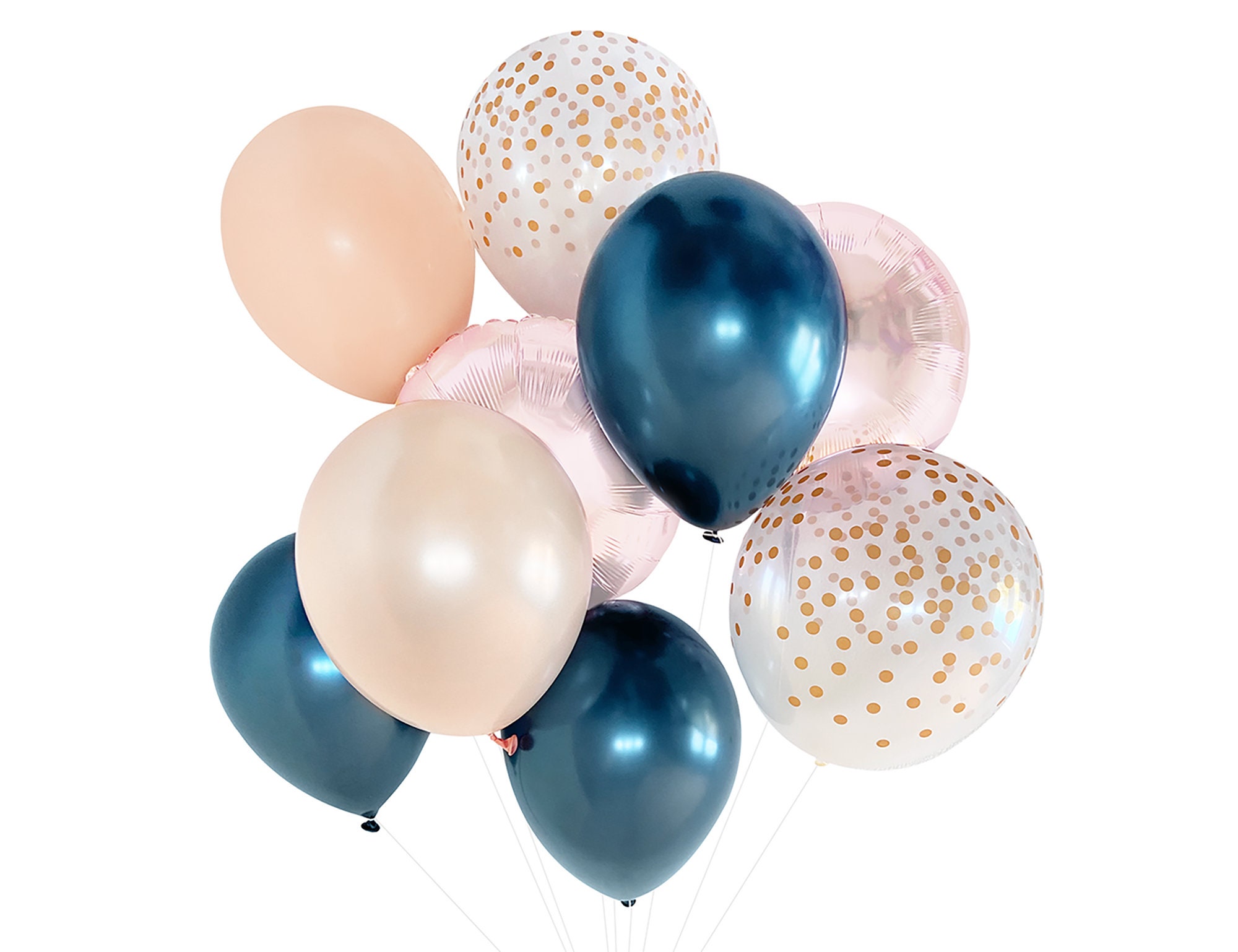 Navy Blush and Rose Gold Balloons ( Balloon Bouquet Bundle ) - Fall / Autumn Wedding Decor