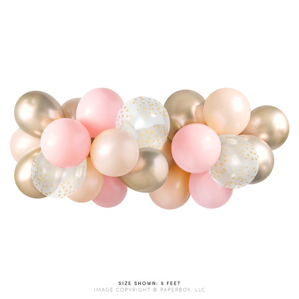 Balloon Garland Kit - Pink Blush & Gold — ( Balloon Arch / Balloon Decor / Blush Pink Wedding / Blush Pink and Gold Bridal Shower ) — 5 feet