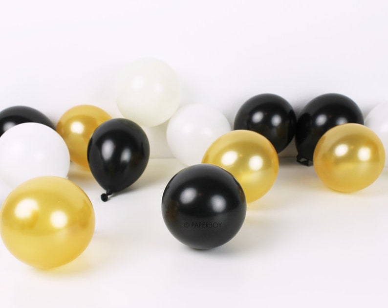 Black Tie Mix Mini Balloons Wedding Bridal Shower New Year/'s Eve Party Champagne Rose Ivory Golden Natural Modern B4 Small NYE