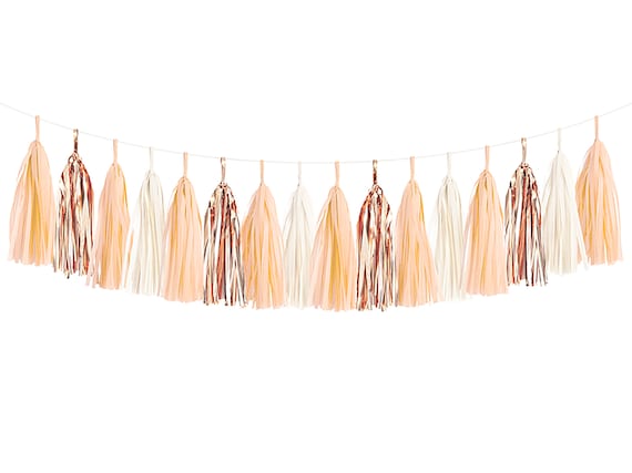 DIY Tissue Tassel Garland Kit Peach Ivory Blush Copper Rose