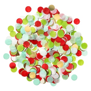 Christmas Confetti - Tissue Paper - Green Red Mint Gold - 1&quot; Circle One Inch Handmade Hand Cut - Choose .5 oz or 1 oz