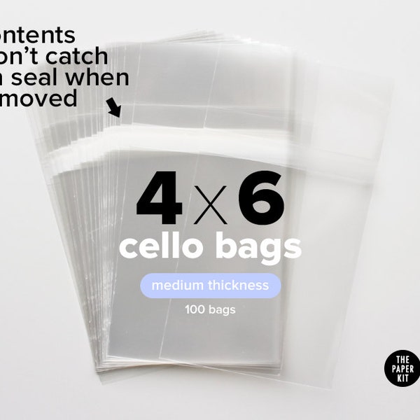 Cello Bags - 100 - 4.25" x 6.125" (4 x 6) Resealable Clear Art Print Sleeves for Photos / Photographs / Postcards / OPP Bag