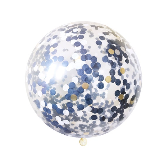Navy and Gold Confetti Balloon 36 Inch Large Small Circle - Etsy UK