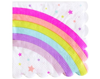 Rainbow Paper Napkins - Unicorn Party Napkins / Neon and Pastel Rainbow Napkins / Serviettes / Cocktail Napkins