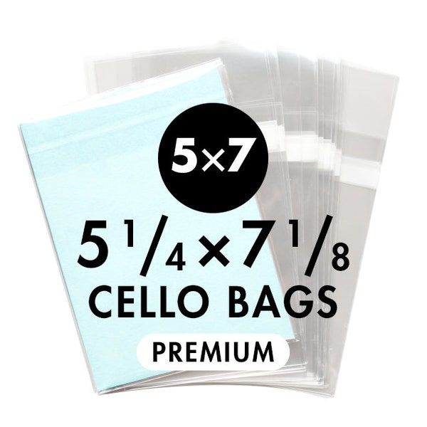 100 Cello Bags - 5.25" x 7.125" ( For 5 x 7 Prints ) Resealable Clear Art Print Sleeves / Plastic Envelopes / Acid Free, Archival Cellophane