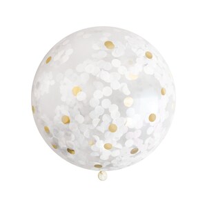 Globo de confeti blanco y dorado - 36 pulgadas - Solo foil Mylar Gold Balloons 1 &quot;Circle Filled Decor - Decoración de la ceremonia de la boda