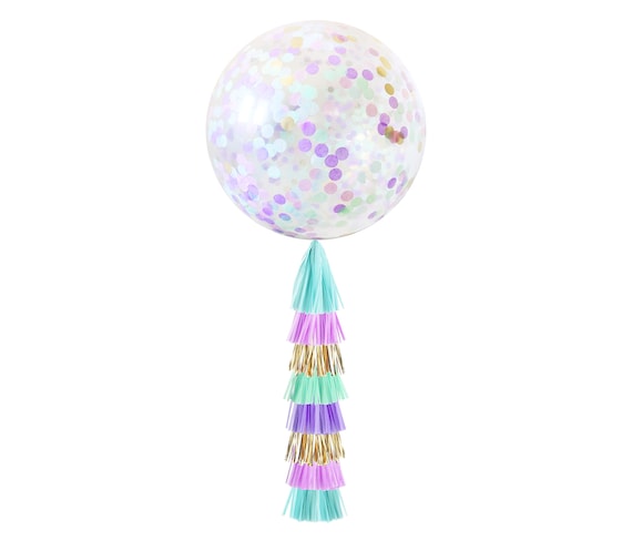 Mermaid Confetti Balloon Tassel / Jumbo Balloon With Tassel Tail / Birthday  Decorations / Fringe / Birthday Balloon Ideas 