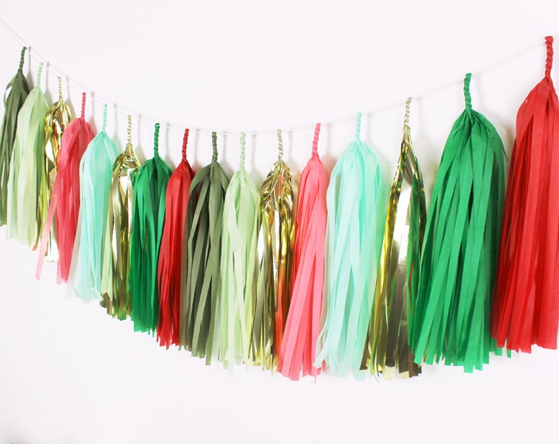 Christmas Tassel Garland DIY Kit Xmas Red Green Evergreen Etsy