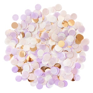 Lilac & Rose Gold Confetti - (Tissue Paper Confetti Party Mix - Perfect for Pastel Unicorn Theme - 1" Circle - Handmade Hand Cut)