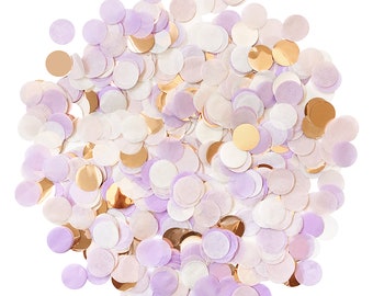 Confettis lilas & Or Rose - (Mélange de fête de confettis en papier de soie - Parfait pour le thème de la licorne pastel - Cercle 1 « - Coupe à la main à la main)