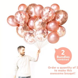 Rose Gold Balloons Balloon Bouquet Bundle with Confetti Balloons Copper Fall / Autumn Wedding Decor Ideas image 3