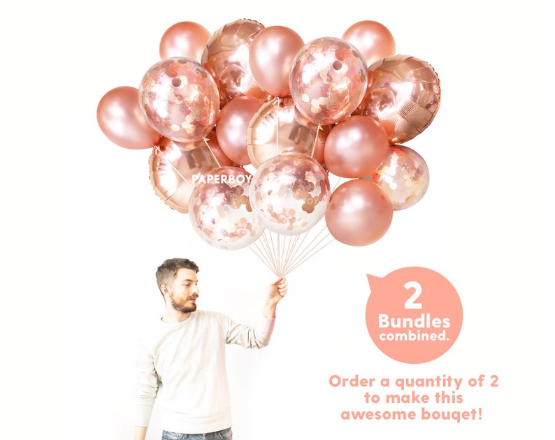 Rose Gold Balloons Balloon Bouquet Bundle with Confetti Balloons Copper Fall / Autumn Wedding Decor Ideas image 3